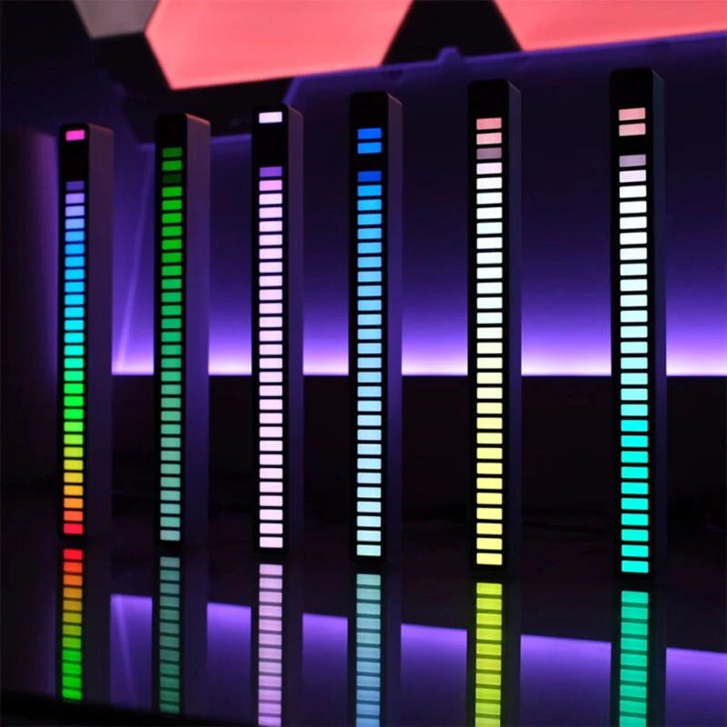 Car LED Smart Rhythmic Jump Atmosphere Lamp Music Induction Decorative RGB Music Light Bar Atmosphere Light Music Light