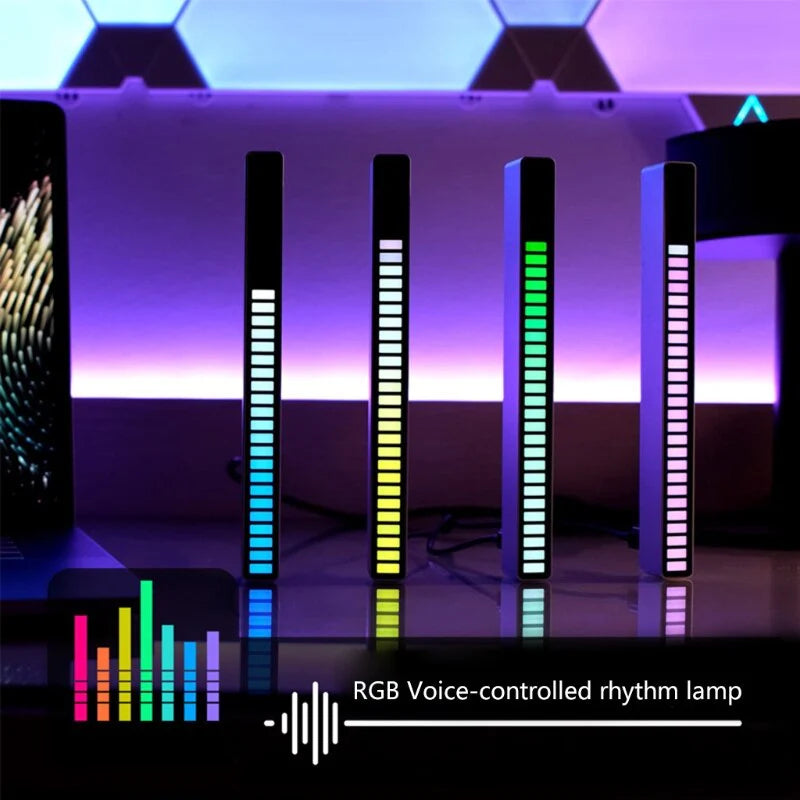 Car LED Smart Rhythmic Jump Atmosphere Lamp Music Induction Decorative RGB Music Light Bar Atmosphere Light Music Light